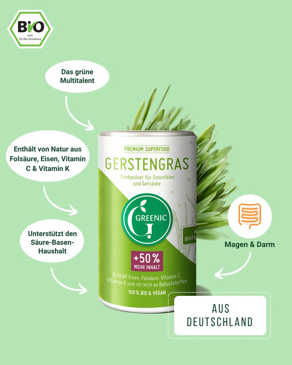 Gerstengras Pulver aus Deutschland 150 g