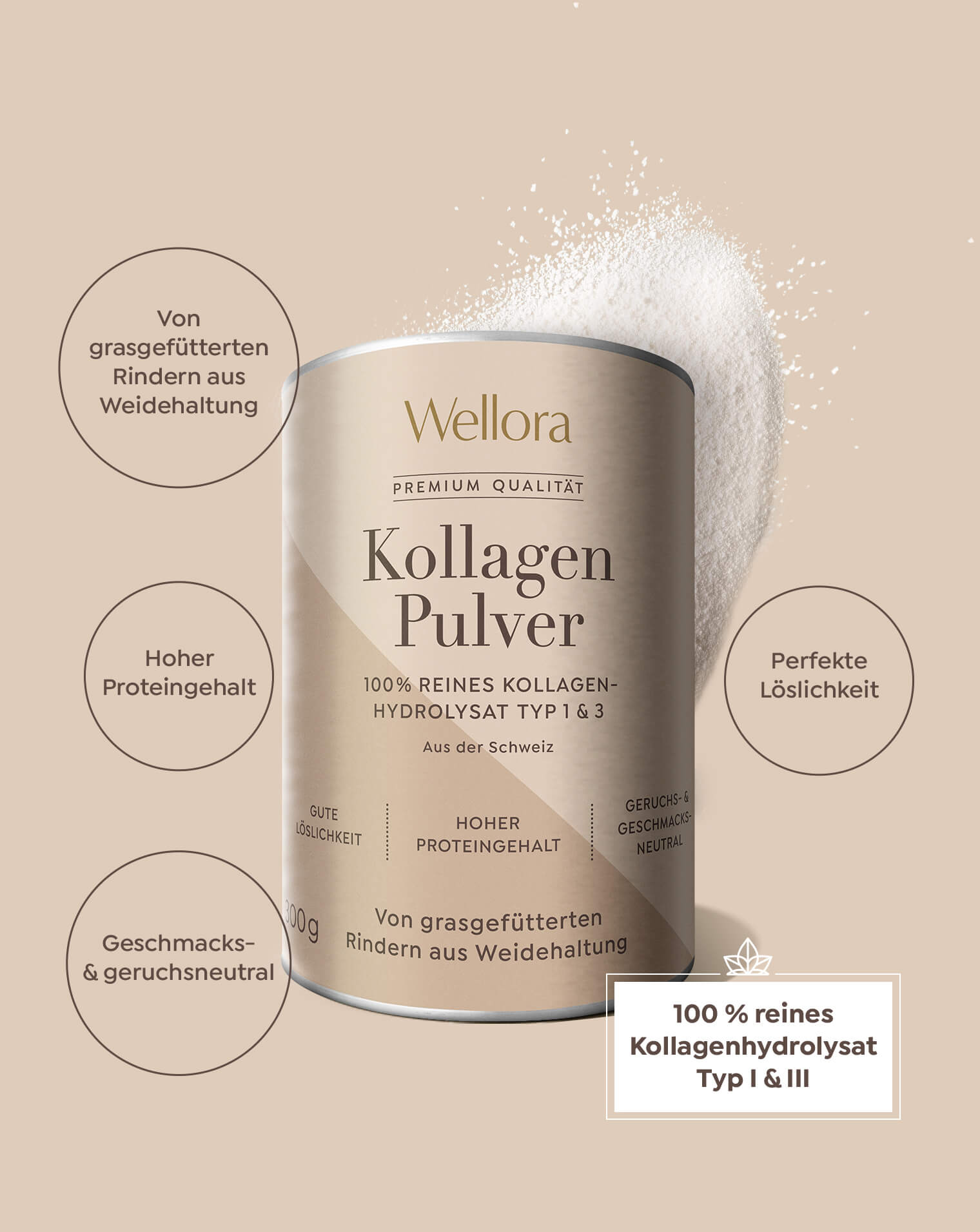 Wellora, Kollagen Pulver, 300g