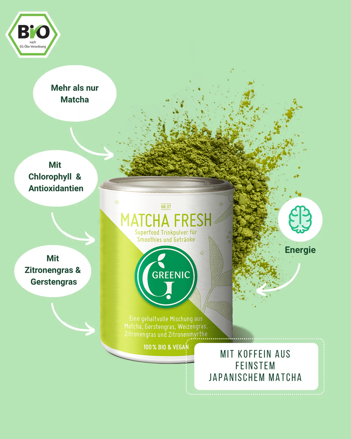 Matcha Fresh, Bio Kaffeealternative mit Zitronenverbene 110g