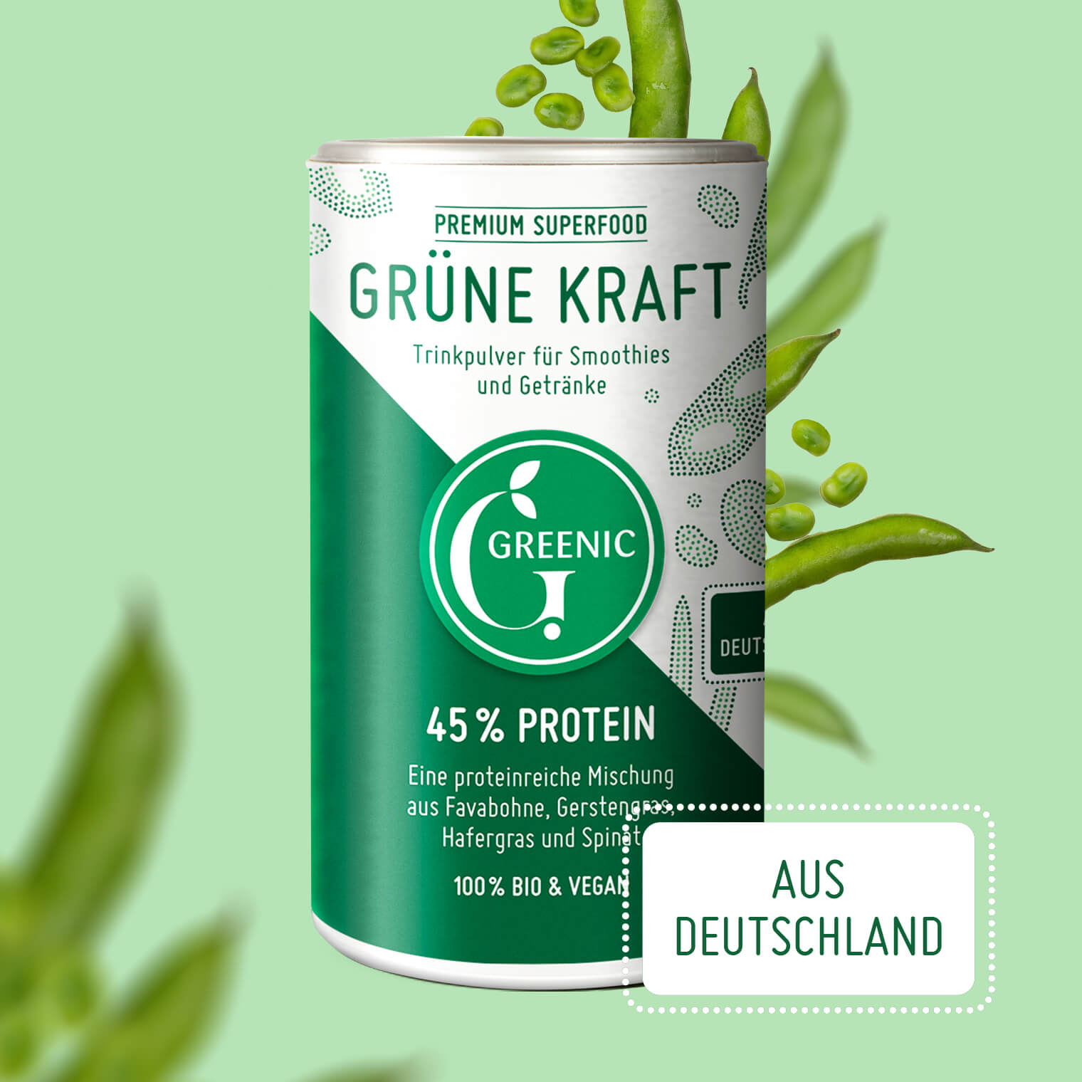 Grüne Kraft, Bio Proteinpulver mit 45% Eiweiß 150g